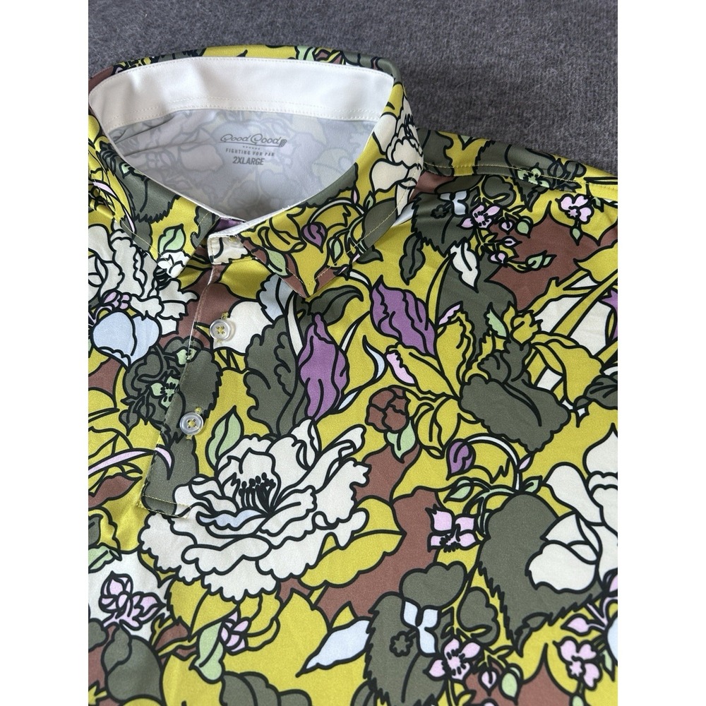 Good Good Golf Polo Shirt Men's 2XL Floral Performance Stretch Lightweight